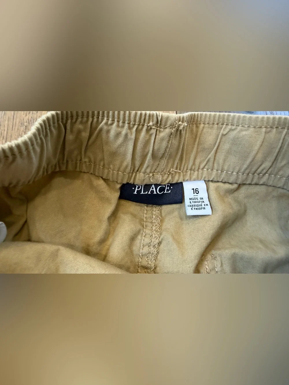Children's Place Chino Shorts Boys Size 16 Khaki Tan Drawstring Elastic Waist